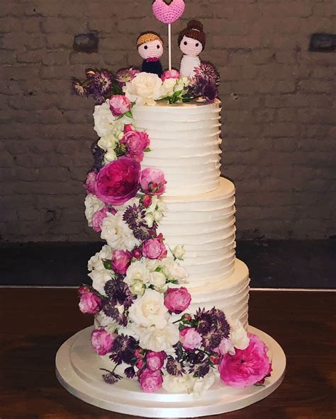 3 Tier Textured Buttercream Cake With Fresh Flowers