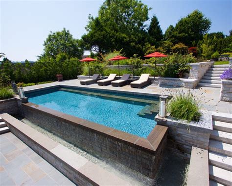 Landscaping Pool Slope Traditional With Stone Pool Slightly Sloped
