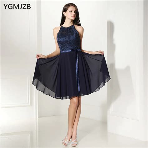 Buy Sexy Open Back Cocktail Dresses Lace A Line Knee Length Women Navy Blue