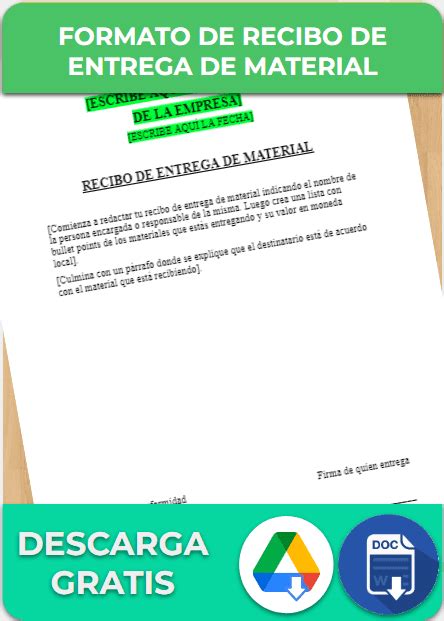 Recibo De Entrega De Material Ejemplos Formatos【 2023