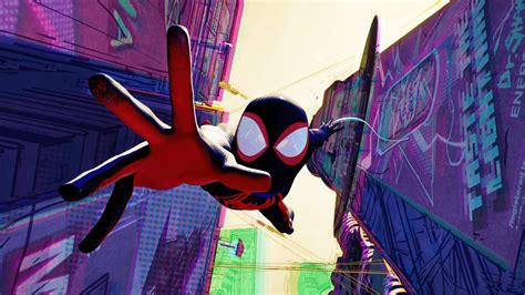Miles Morales Swinging Spider Man Across The Spider Verse 1920x1080