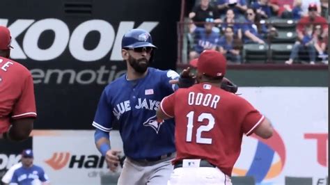 Rougned Odor Punches Jose Bautista In The Face Toronto Blue Jays Vs