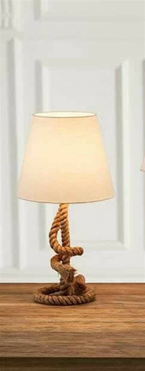 2 Pcs Set Design Rope Lampshade Rustic Rope Table Lamp Etsy Rope