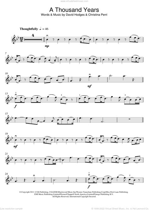 Perri A Thousand Years Sheet Music For Violin Solo Pdf