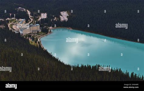 Aerial View Of Eastern Lake Louise With Turquoise Colored Water