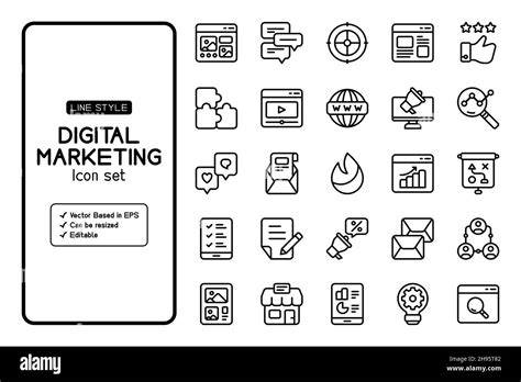 Set Of Digital Marketing Icons And It Vector Based It May Be Used In