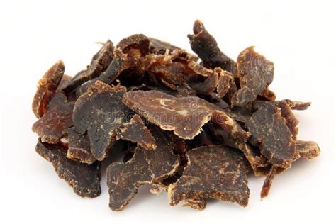 Traditional Sun Dried South African Beef Biltong Meat Stock Photo
