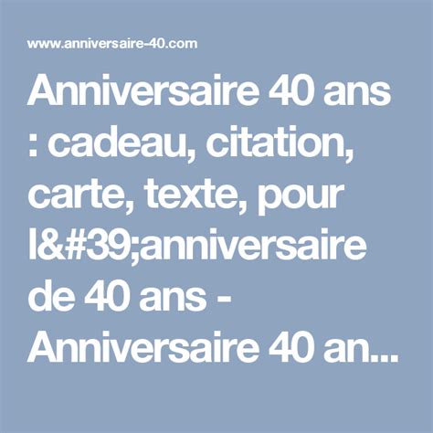 Textes Anniversaire 40 Ans