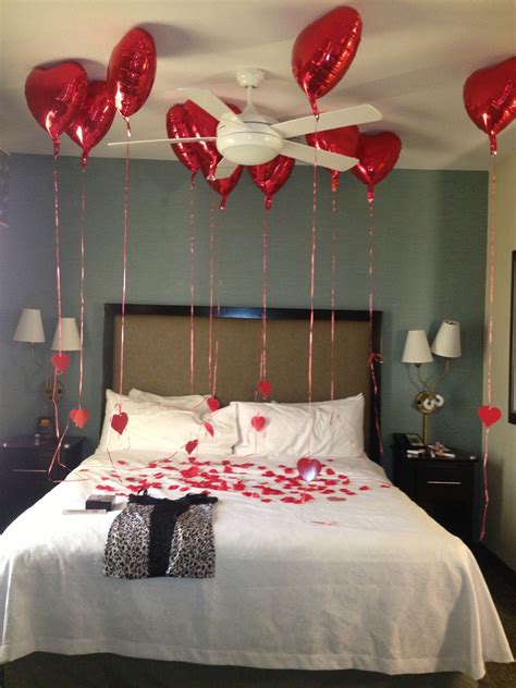 Romantic ideas for girlfriend at home. Valentines surprise hotel room for boyfriend or hubby. He ...