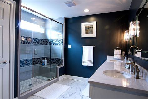 Get it as soon as mon, aug 16. Navy blue brightens any bathroom with ease | Blue bathroom decor, Navy blue bathroom decor, Dark ...