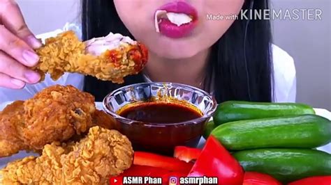 Asmr Phan Fried Chicken With Fire Sause Asmr Bites Only Youtube