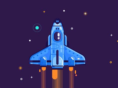 Space Set Dribbble Spaceship Alex Animation Rocket Illustration