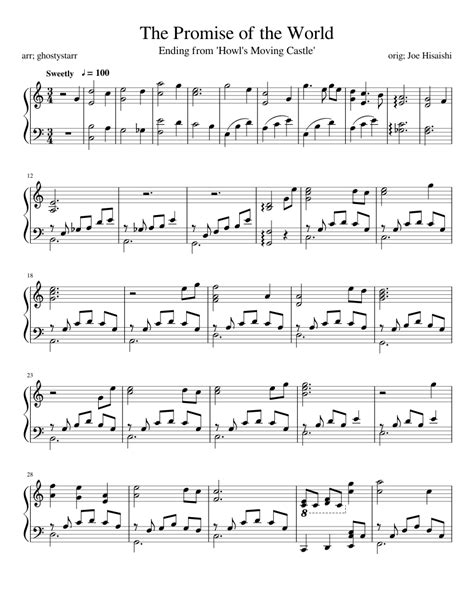 If the world was ending you'd come over right? The Promise of the World / Sekai no Yakusoku sheet music ...