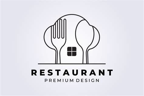 Simple Line Art Restro Restaurant Logo Graphic By Lodzrov · Creative