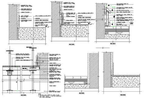 Wooden Base And Carpet Floor On Access Floor Section Plan Details