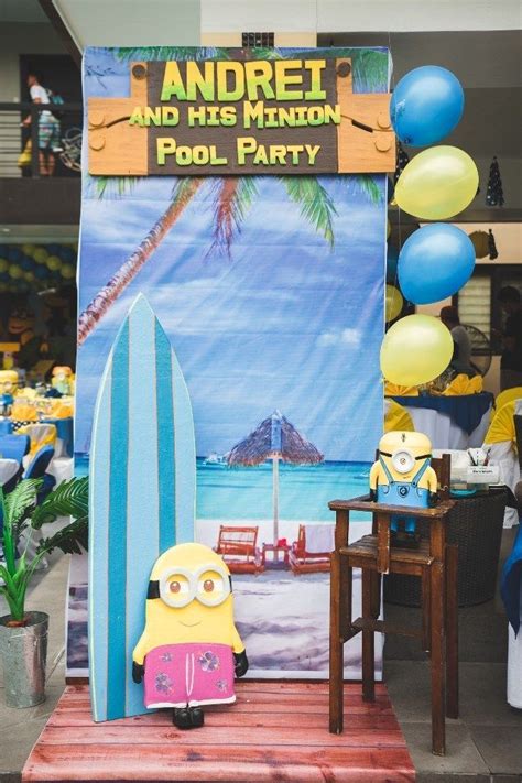 Andreis Minions Pool Party 1st Birthday Pool Party Party Minions