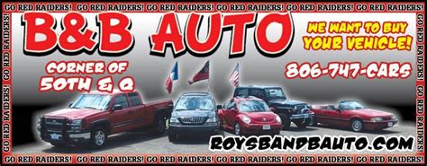 We have three locations in lubbock, texas to offer vehicles and auto financing to car buyers who live near levelland, lamesa, plainview, and brownfield, tx. B & B Auto - Used Car Dealers - 6905 66th St, Lubbock, TX ...