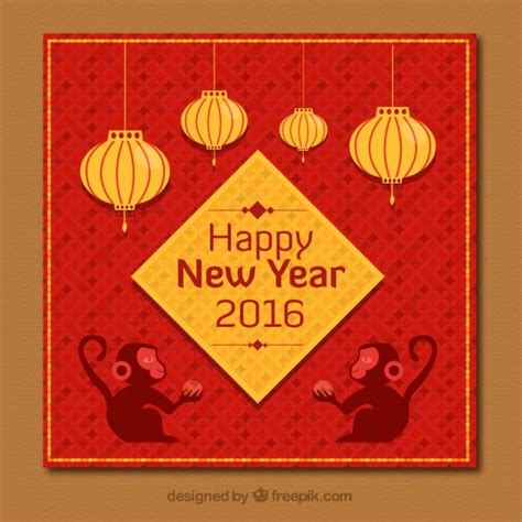 Free Vector Chinese New Year Card In Golden And Red Color
