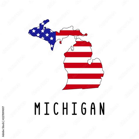Vector Map Of Michigan Painted In The Colors American Flag Silhouette