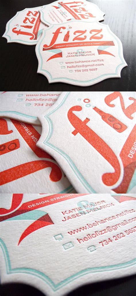 Retro Style Letterpress Die Cut Coaster Business Card Business Cards