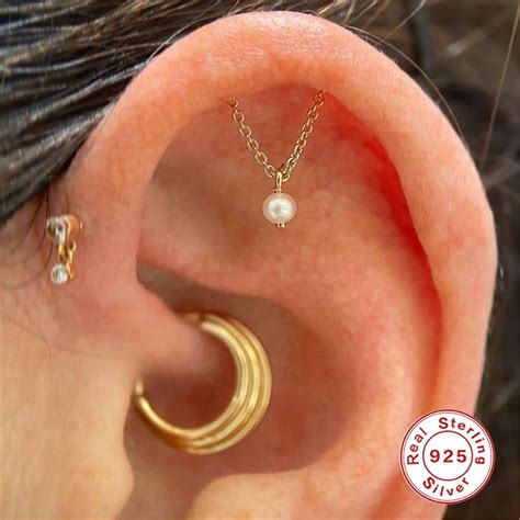 G Hidden Helix Chain Earring Helix Piercing Earring Helix Earring
