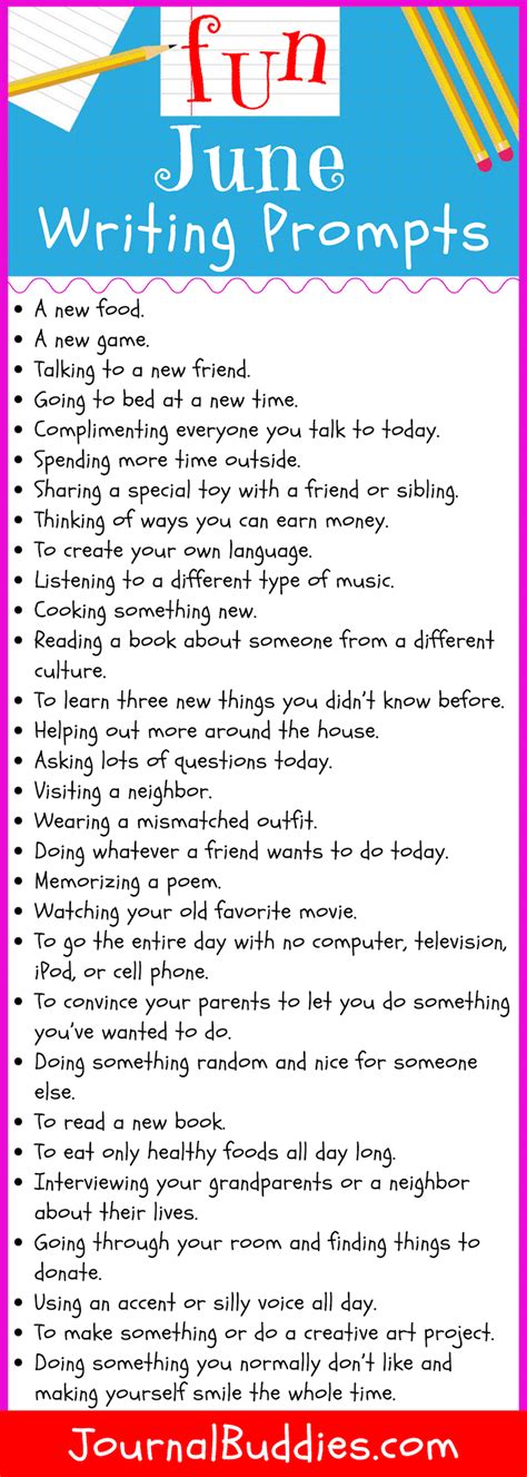 June Writing Prompts Writing Prompts For Kids Writing Prompts