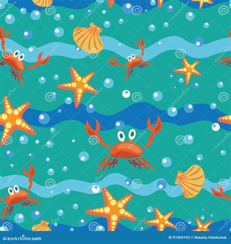Crabs On Vacation With Ice Cream Summer Illustration Vector