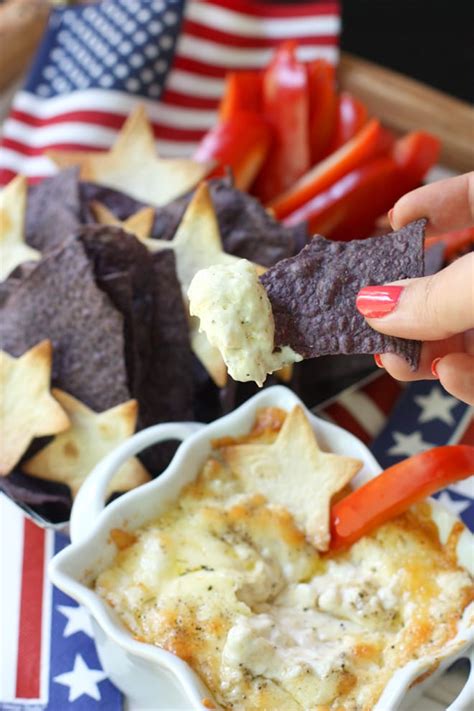 4th Of July Appetizer Recipe Chips Cheese Dip Pizzazzerie