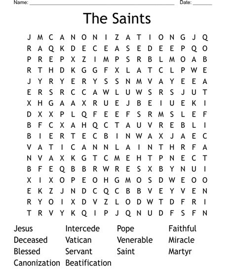 All Saints Day Word Search Printable