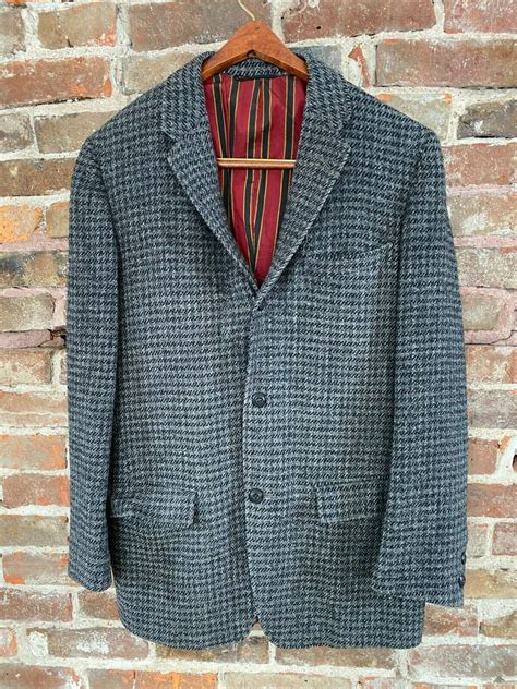 Vintage 40s 50s Harris Tweed Regimental Lining Jacket Gem