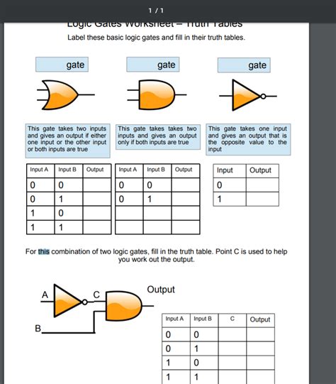 Logic Gates Worksheet And Answers Updated