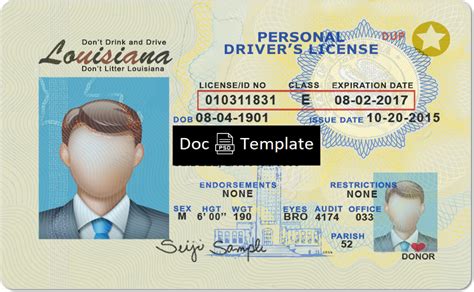 Louisiana Driver License Template Psd Psd Templates