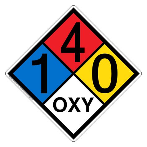 NFPA Diamond 1 4 0 OXY Hazard Label Signs Oxidizer Agent