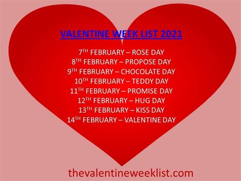 Valentine's day which is on 14th of february every year is preceded by a valentine's week. Valentine Week List 2021 in 2020 | Happy valentine day ...