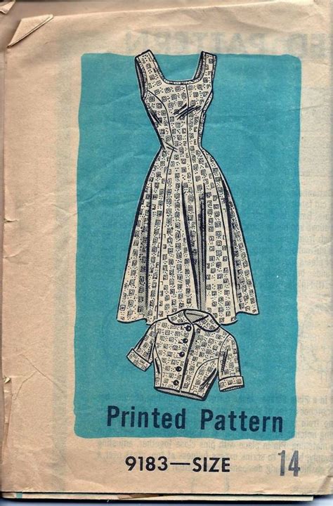 Vintage 50s Mail Order 9183 Dress Bolero Jacket Sewing Pattern B34 14