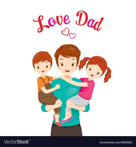 Father Carrying Son And Daughter Royalty Free Vector Image