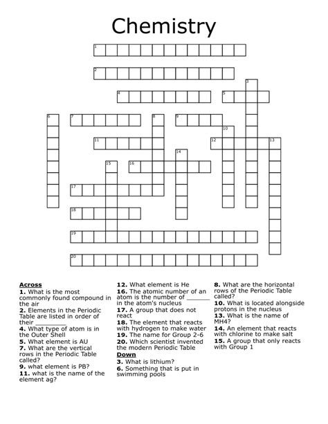 Charged In Chemistry Crossword