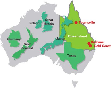 Maybe you would like to learn more about one of these? Map of Australia compared with other nations; locations of ...