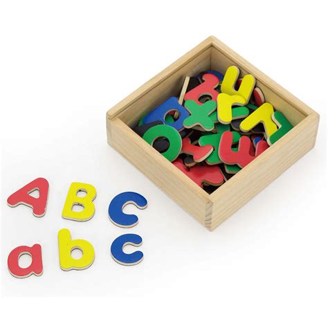 Wooden Magnetic Fridge Letters 52 Piece Childrens Kids Lowerupper Case