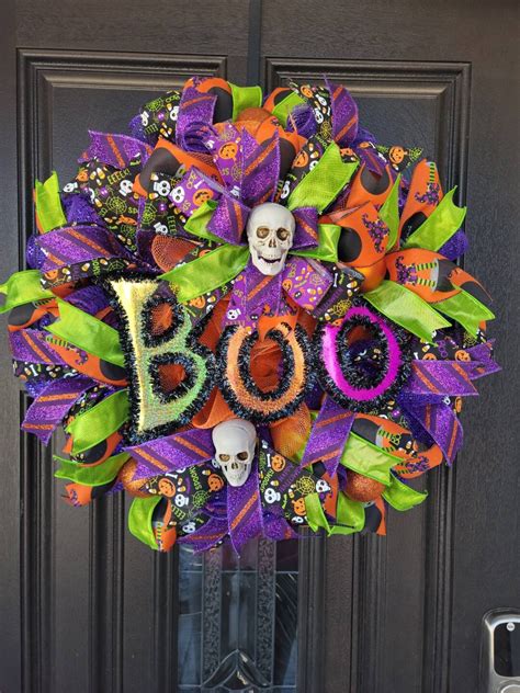 Halloween Wreath Spooky Wreath Scary Wreath Skeleton Etsy