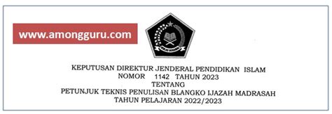 Petunjuk Teknis Juknis Penulisan Blangko Ijazah Madrasah Ra Mi Mts Ma 2023