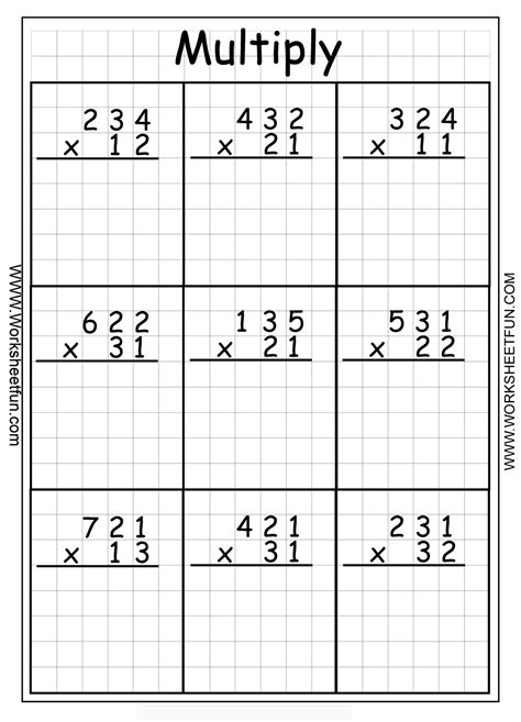 2 Digit By 1 Digit Multiplication Worksheets