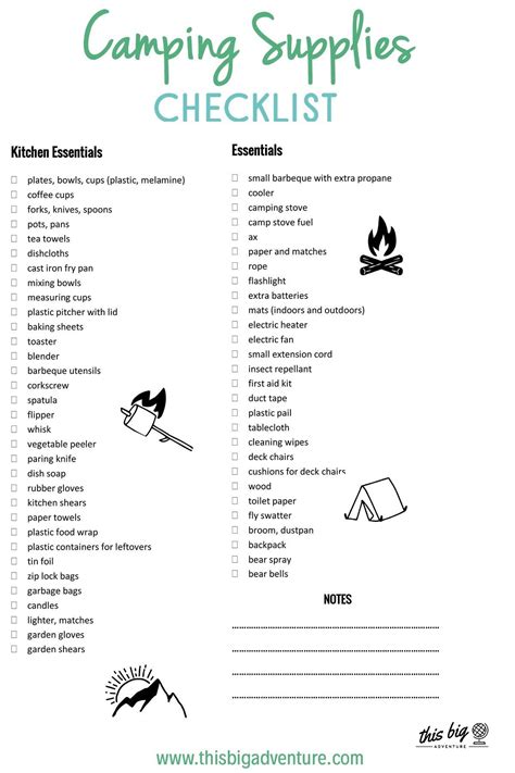 Printable Camp Checklist Web There Is A Lot To Remember When Packing For A Trip So We Have