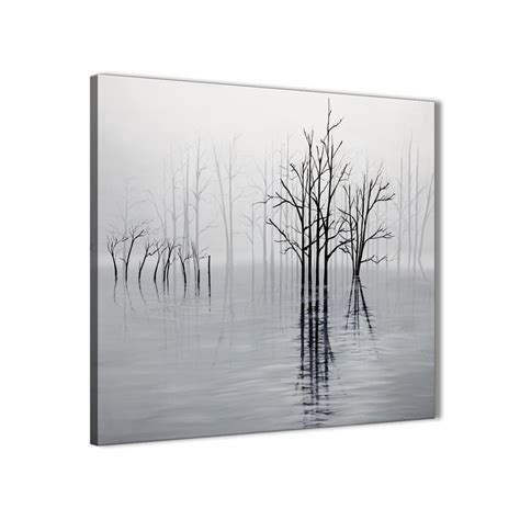 Black White Grey Tree Landscape Painting Dining Room