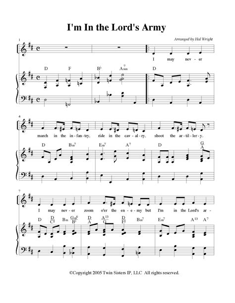 Im In The Lords Army Sheet Music By Teach Simple