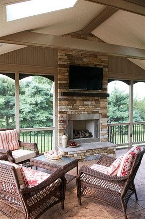 Screen Porches Ideas48 Outdoor Gas Fireplace Screened Porch