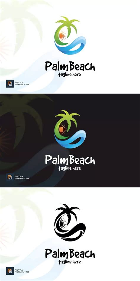 Palm Beach Logo Template Beach Logo Logo Templates Resort Logo Design