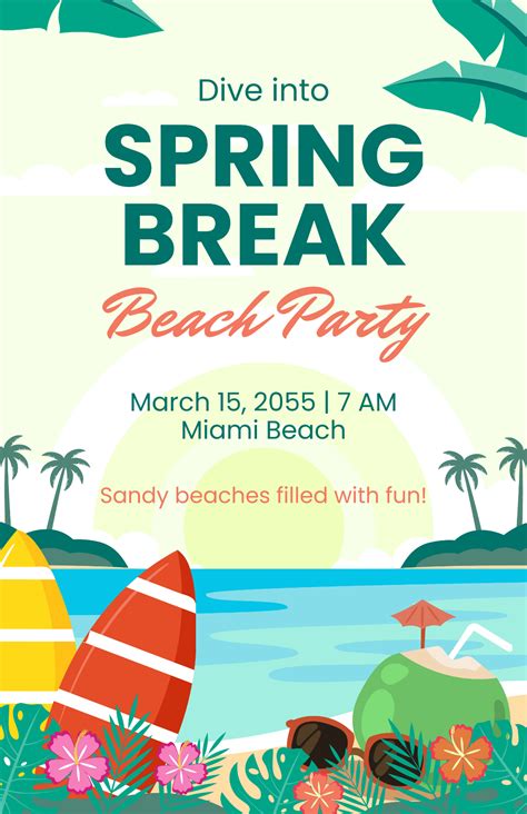 Spring Break Poster Template Edit Online And Download Example