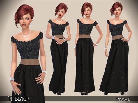 Paogaes Inblack Long Black Dress Dresses Sims 4
