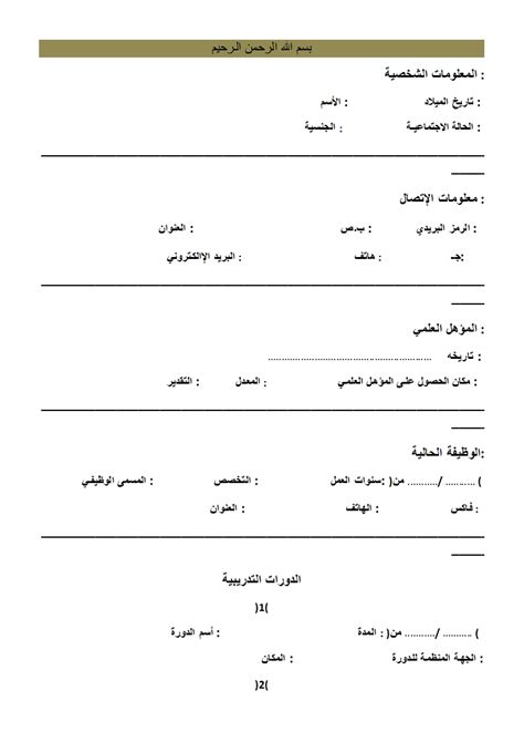 نموذج للسيرة الذاتية بالعربي اجمل جديد